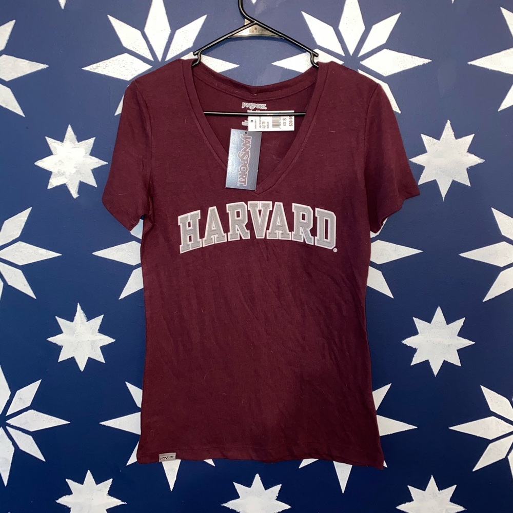 Harvard maroon collegiate letter v neck NWT